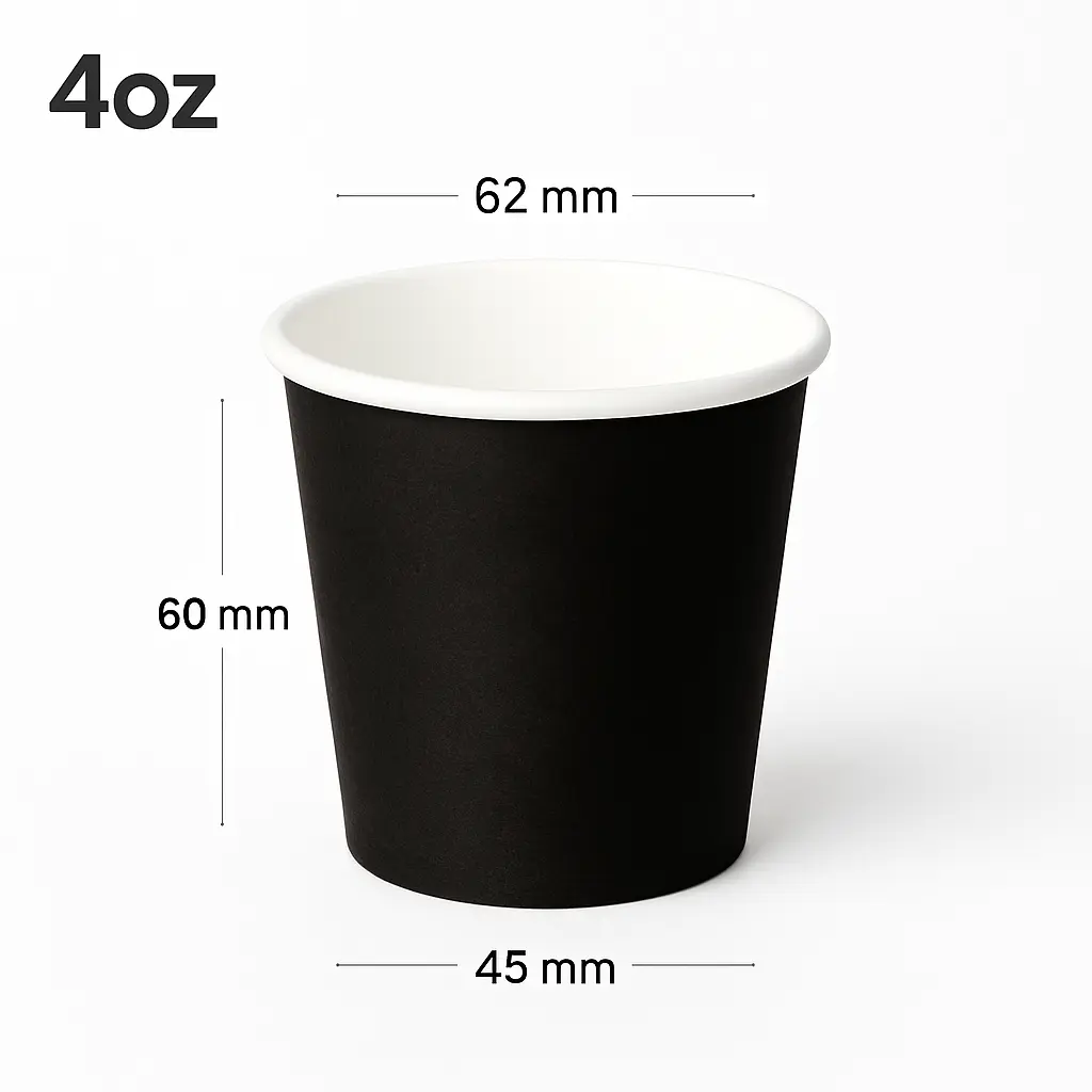 [015059] Black - 4oz Single Wall White Paper Cup 1000/ctn