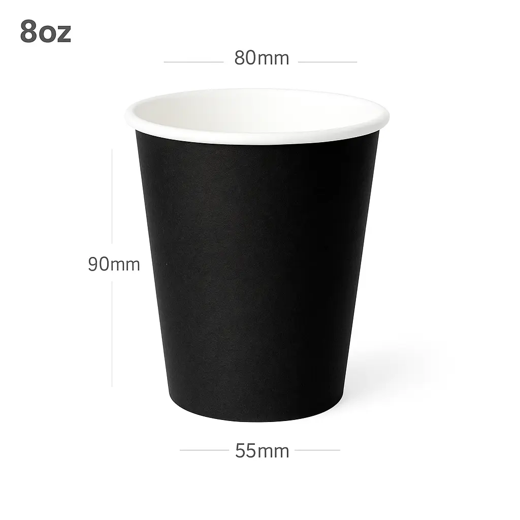 [015060] Black - 8oz Single Wall White Paper Cup 1000/ctn