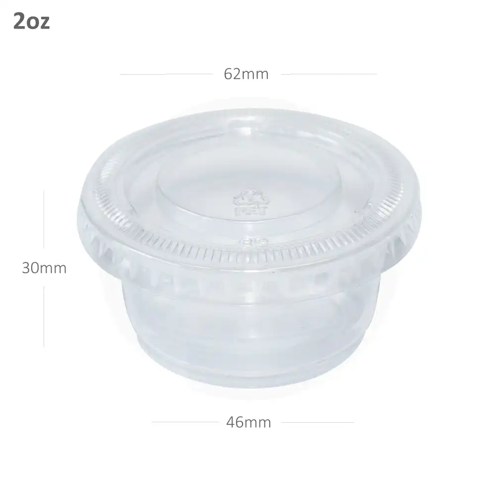 [023002] 2oz PP Plastic Clear Sauce Cup with PET Lid 2000/ctn