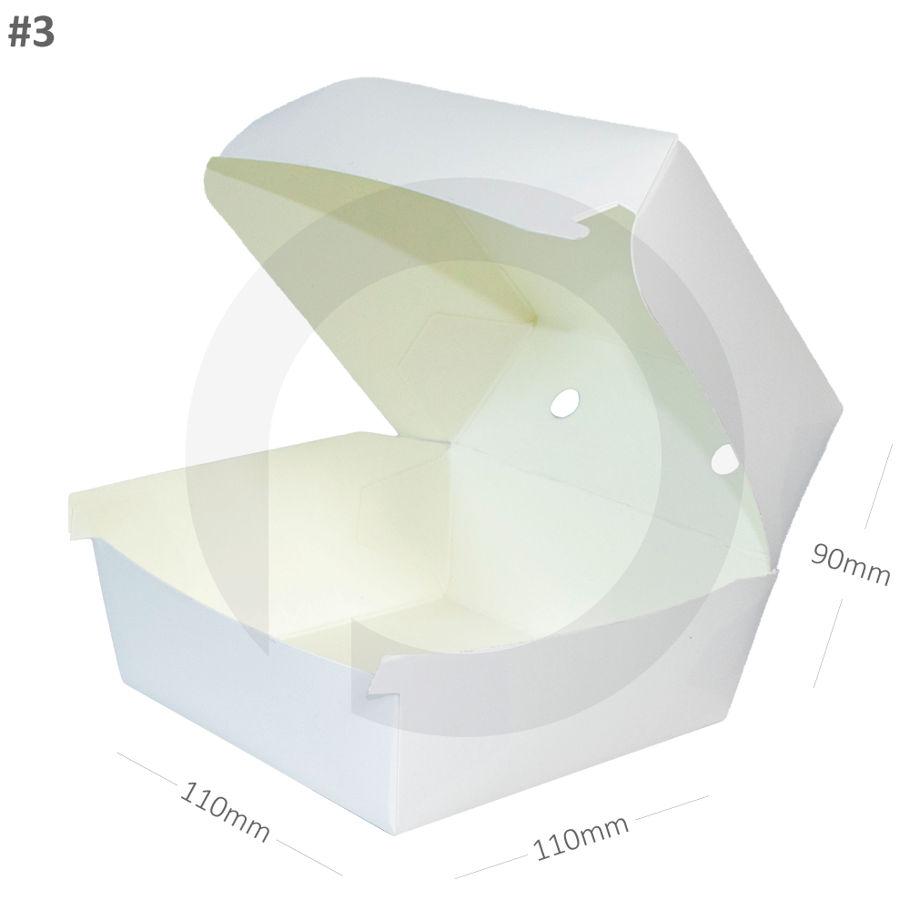 [041076] #3 Burger White Paper Box 200/ctn