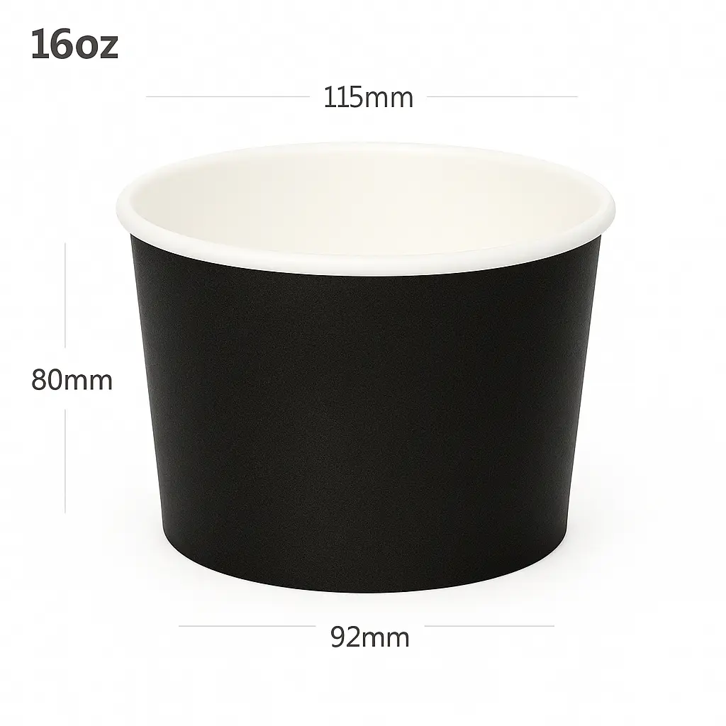 [015077] Black - 16oz White Paper Soup Cup 500/ctn