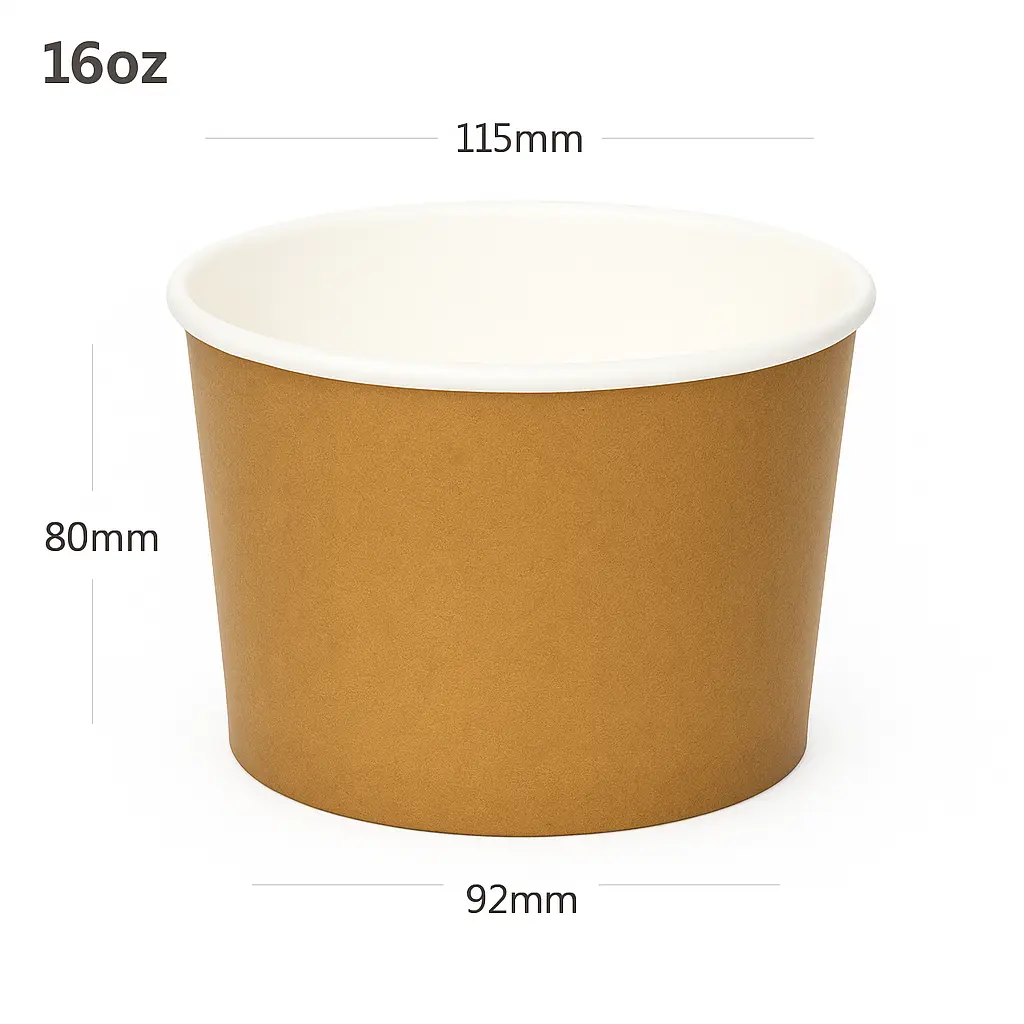 [015078] Brown - 16oz White Paper Soup Cup 500/ctn