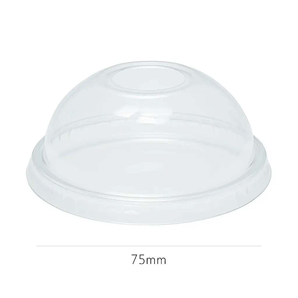 [051003] 75mm PET Plastic No Hole Dome Lid 1000/ctn