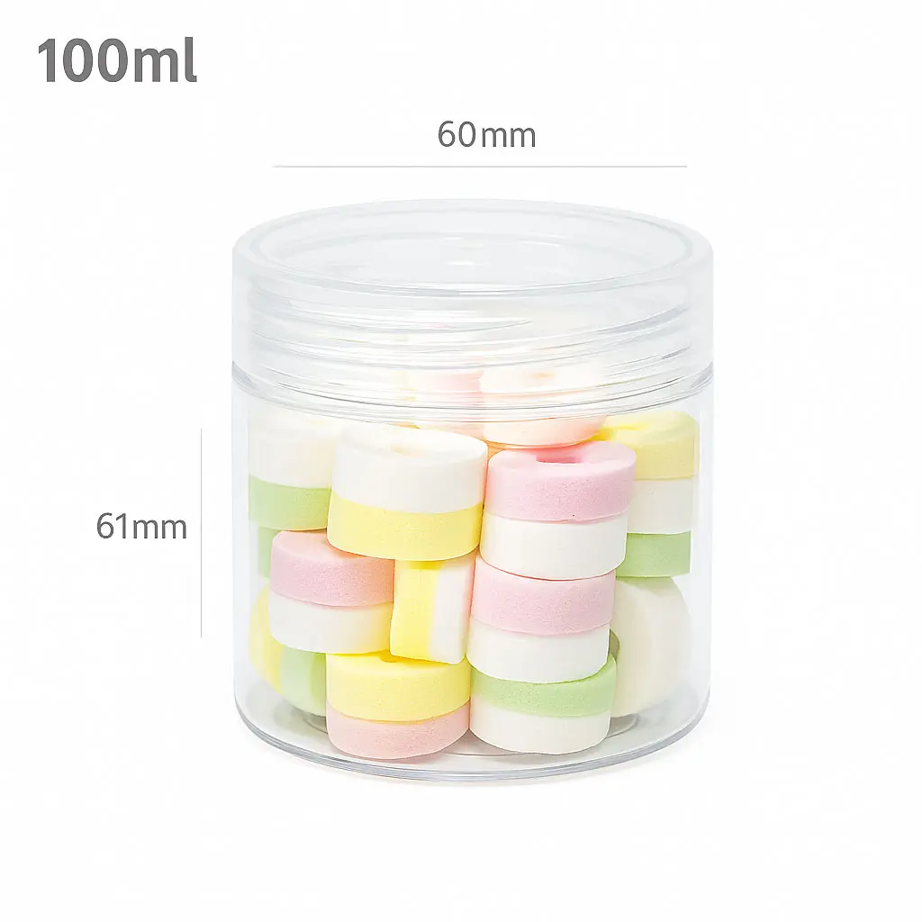 [010078] 100ml/60mm PET Plastic Jar Clear PP Cap 100/ctn