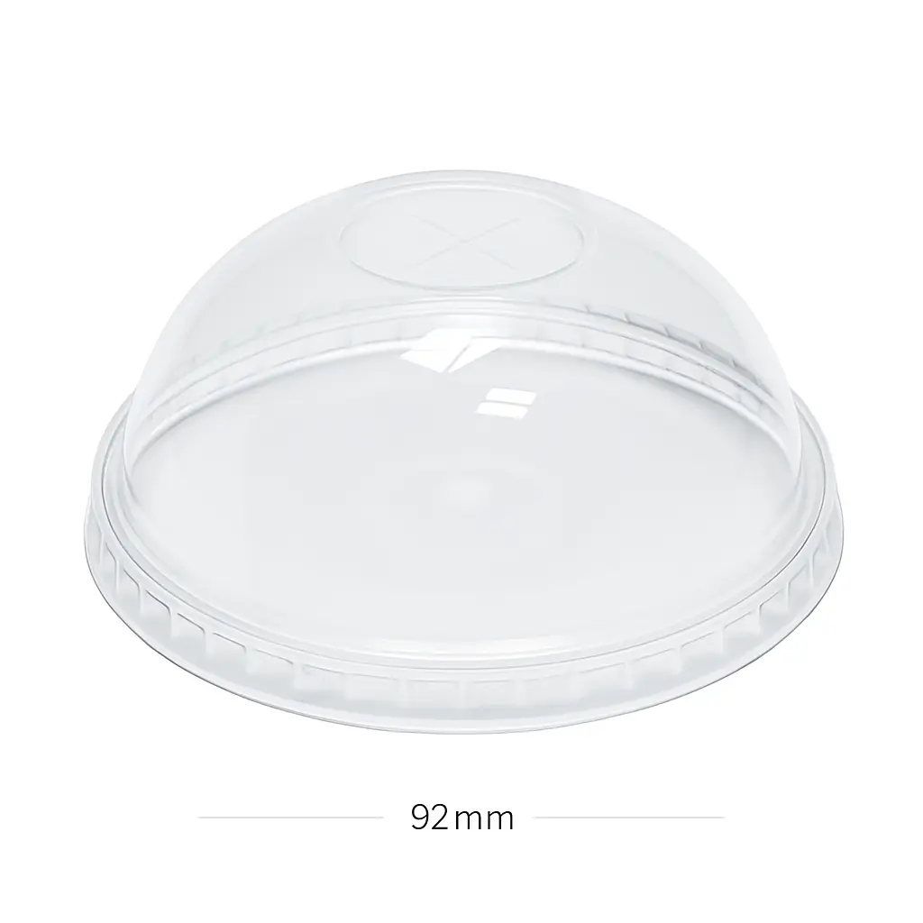 [012015] 92mm Clear PET Plastic No Hole Dome Lid 1000/ctn