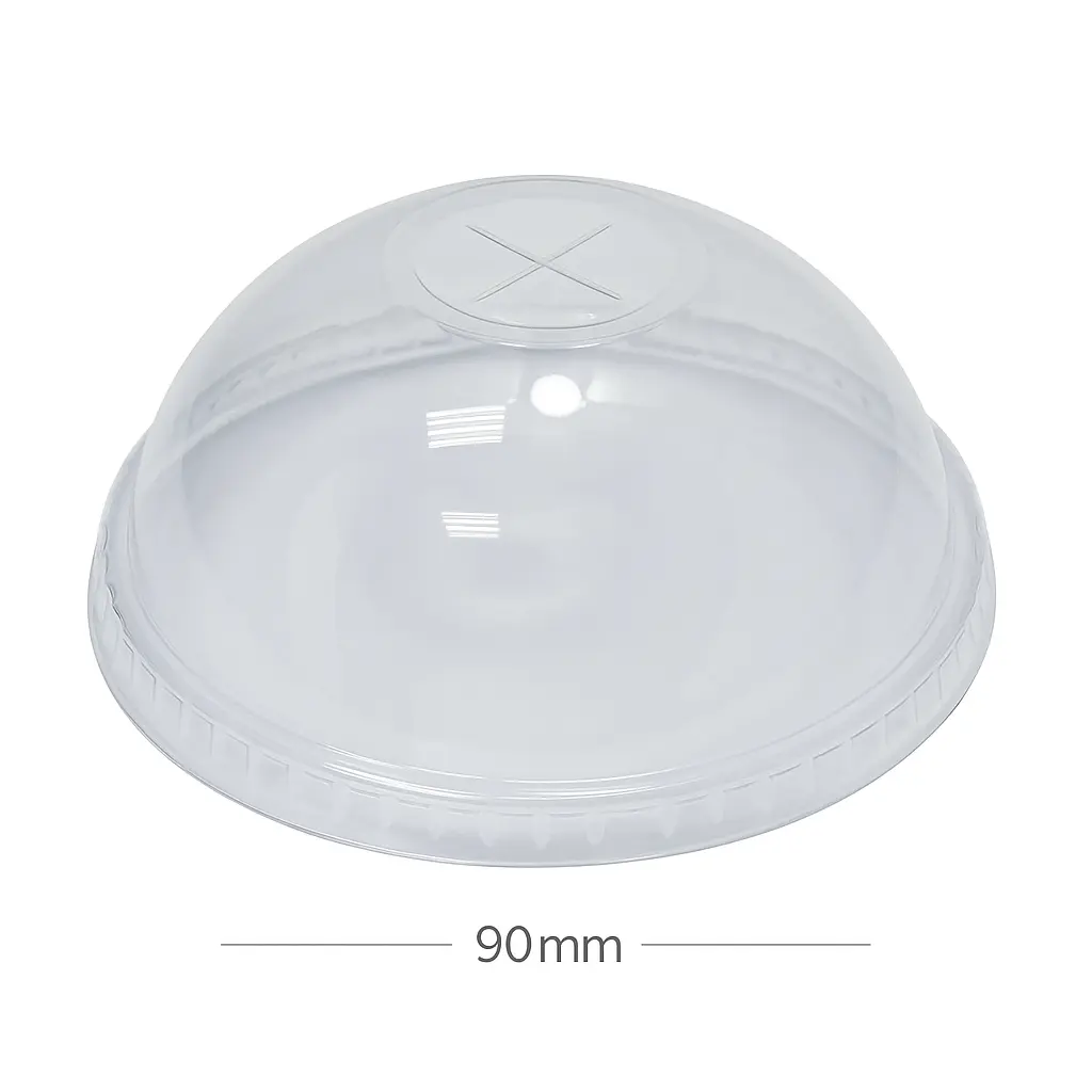 [012019] 90mm PET Plastic Dome Lid X hole 1000/ctn