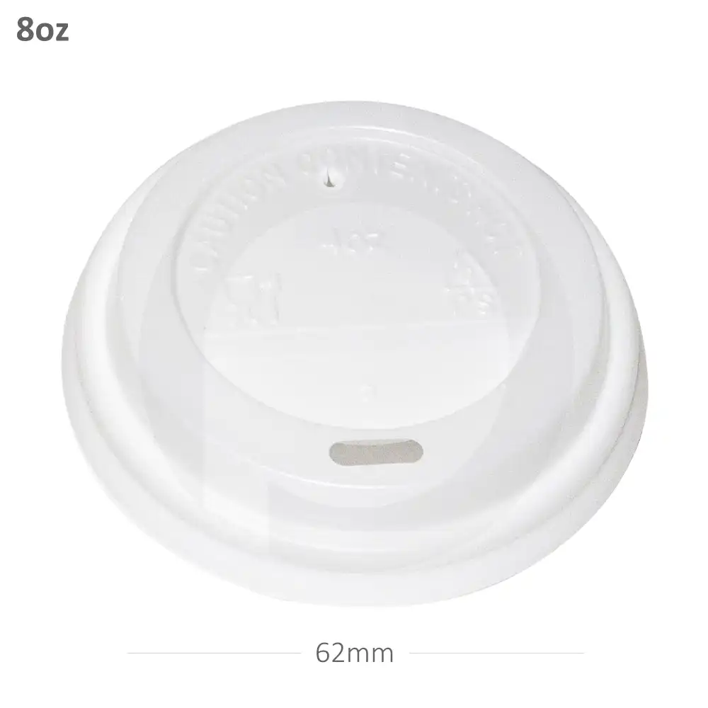 [019038] 62mm PS Plastic White No Cap Lid 1000/ctn