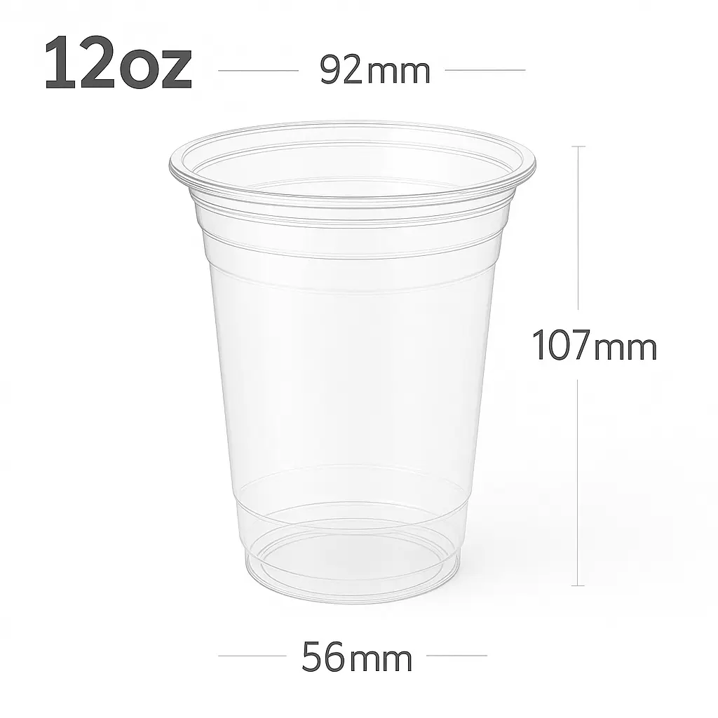 [012006] 12oz/92mm PET Plastic Cup 1000/ctn
