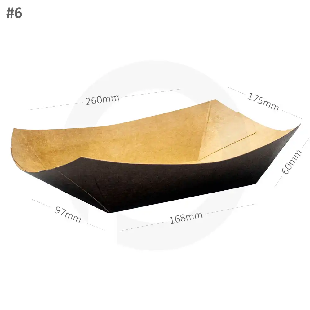 [052022] Black - #6 Kraft Paper Food Tray 500/ctn