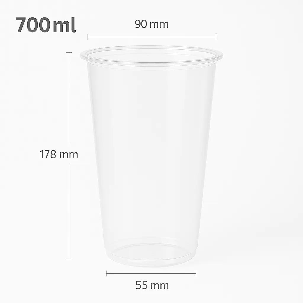 [040008] 700ml-90 Clear PP Plastic Cup 500/ctn