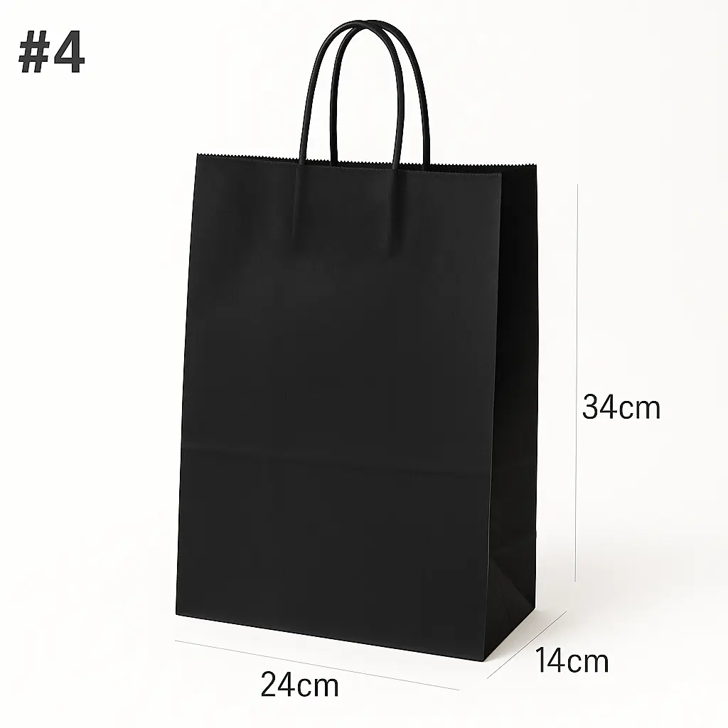 [042029] Black - #4 White Paper Twisted Handle Bag 200/ctn