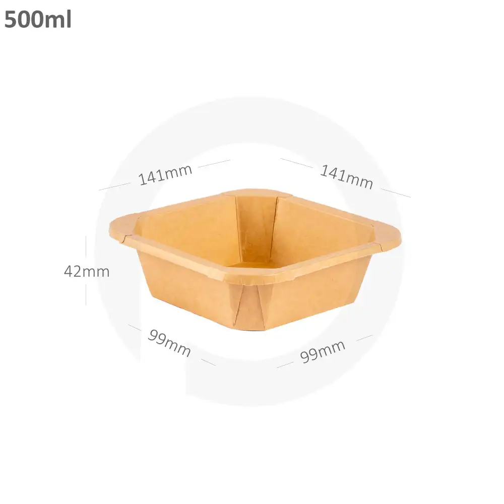 [063001] 500ml Kraft Paper Square Bowl 300/ctn