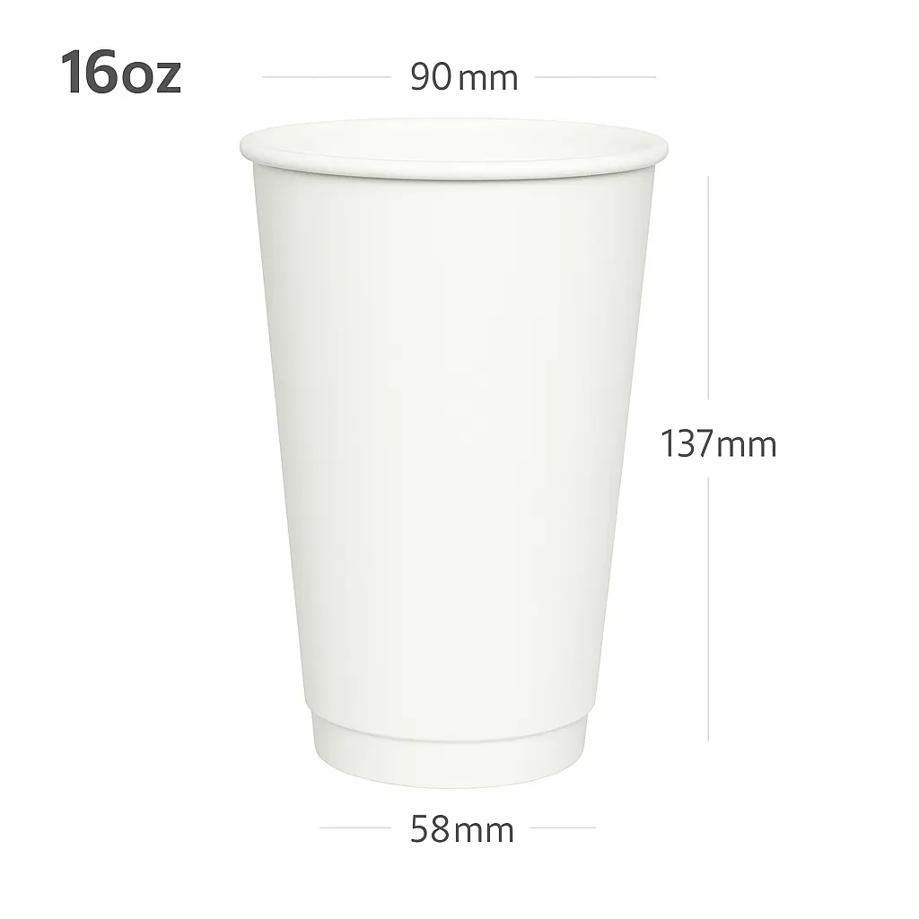 [015122] 16oz Double Wall White Paper Cup 500/ctn