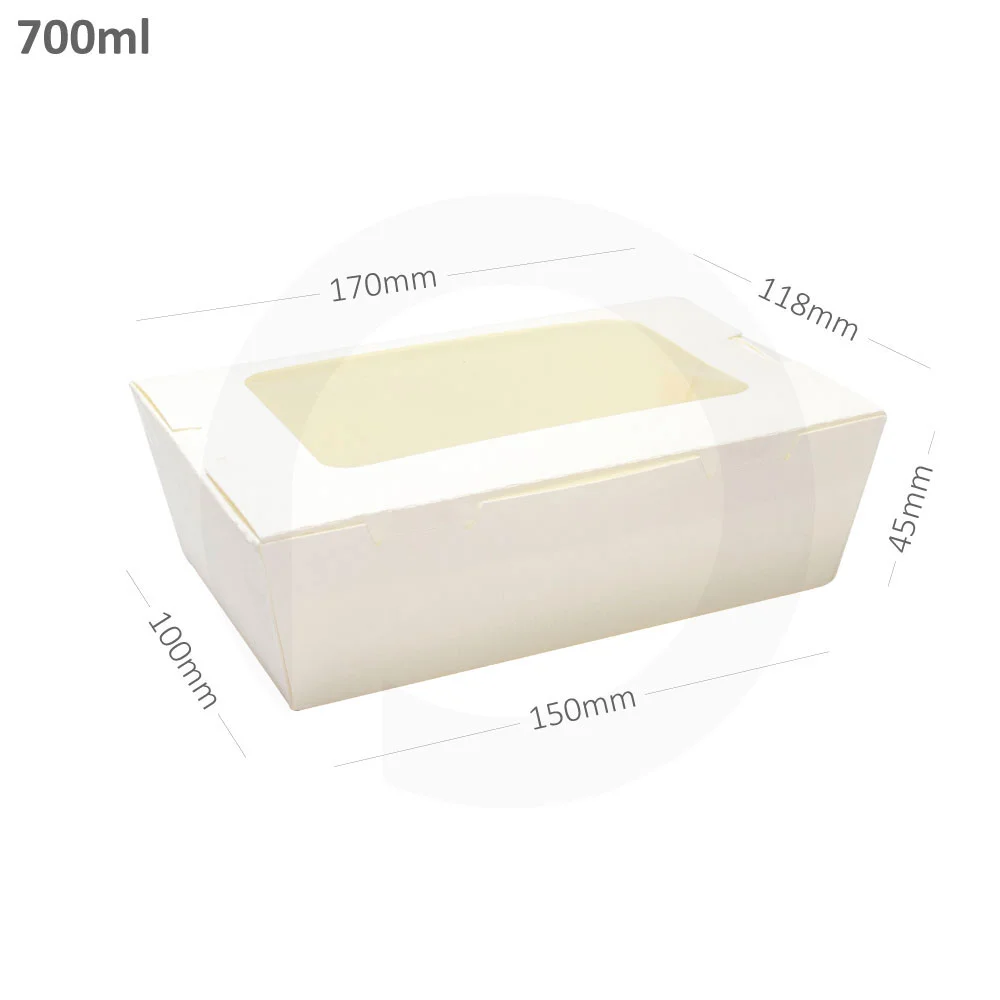 [052037] 700ml W White Paper Window Lunch Box 200/ctn