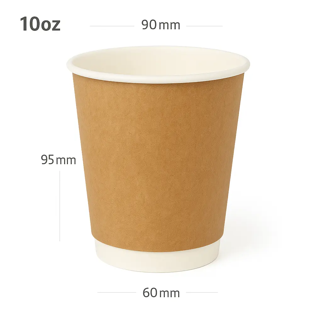 [015019] 10oz Double Wall White Kraft Paper Cup 500/ctn