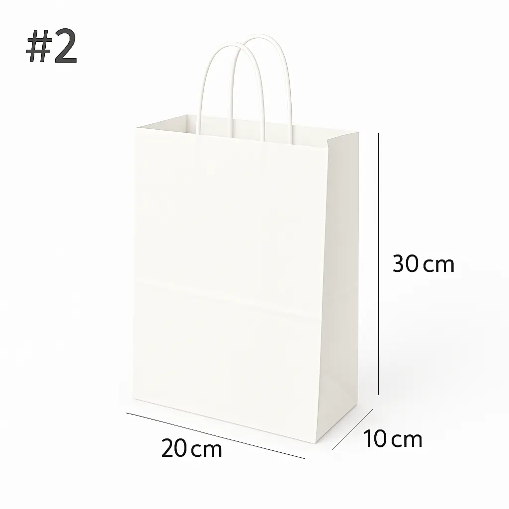 [new036] #2 White Paper Twisted Handle Bag 200/ctn
