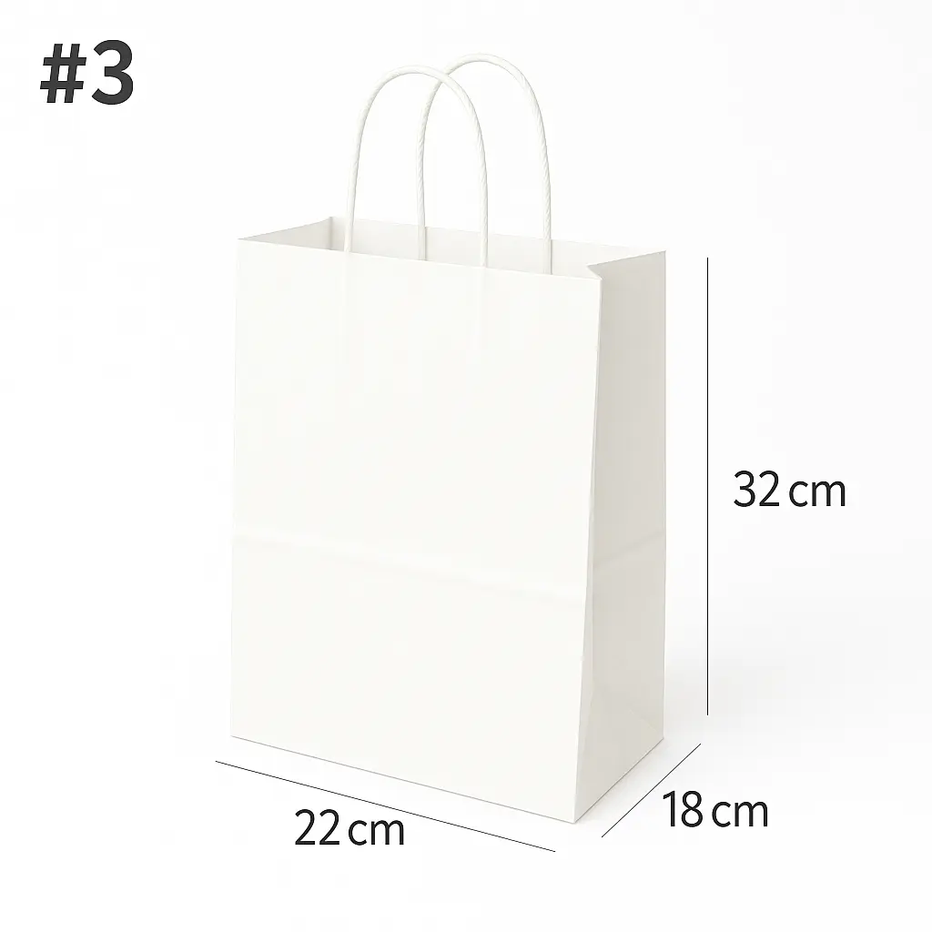 [new037] #3 White Paper Twisted Handle Bag 200/ctn