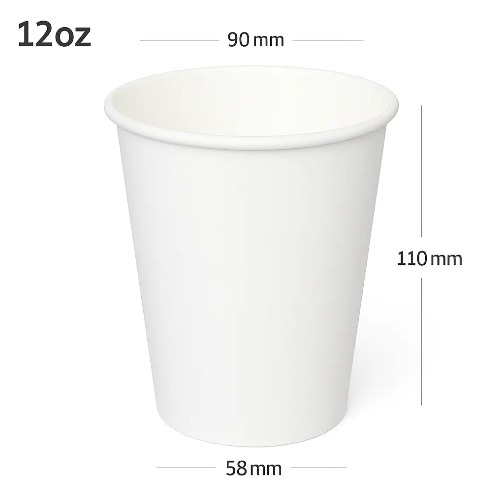 [015124] 12oz Single Wall White Paper Cup 1000/ctn