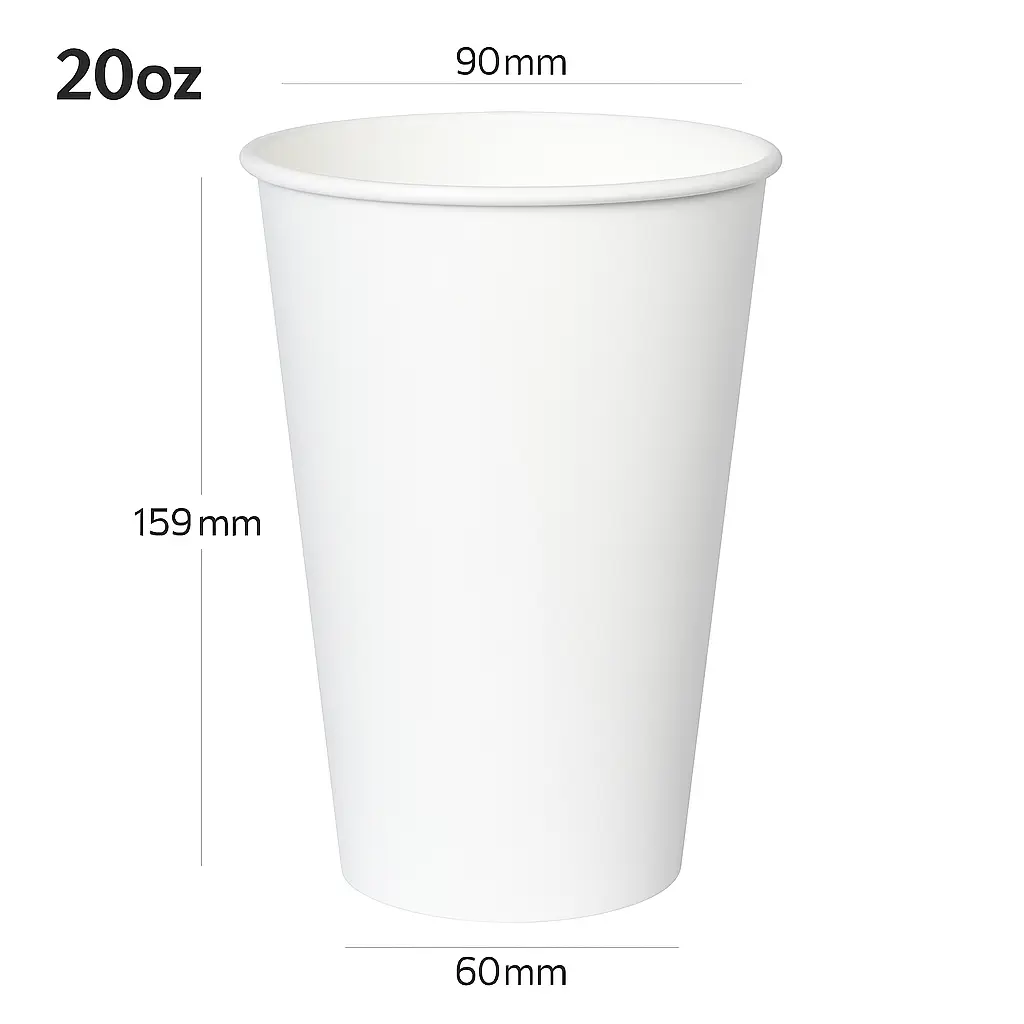 [new076] 20oz Single Wall White Paper Cup 1000/ctn
