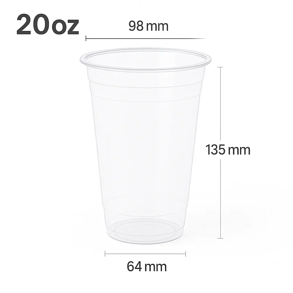 [new108] 20oz/98mm PET Plastic Cup 1000/ctn