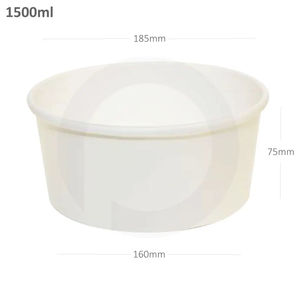 [new176] 1500ml White Paper Salad Bowl 300/ctn