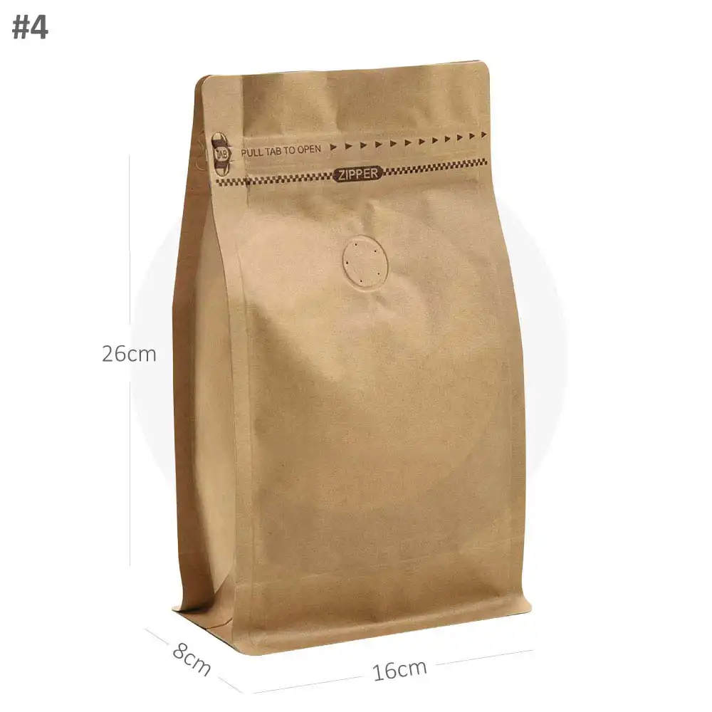 [new207] #4 Kraft Flat Bottom Ziplock Valve Bag 300/ctn