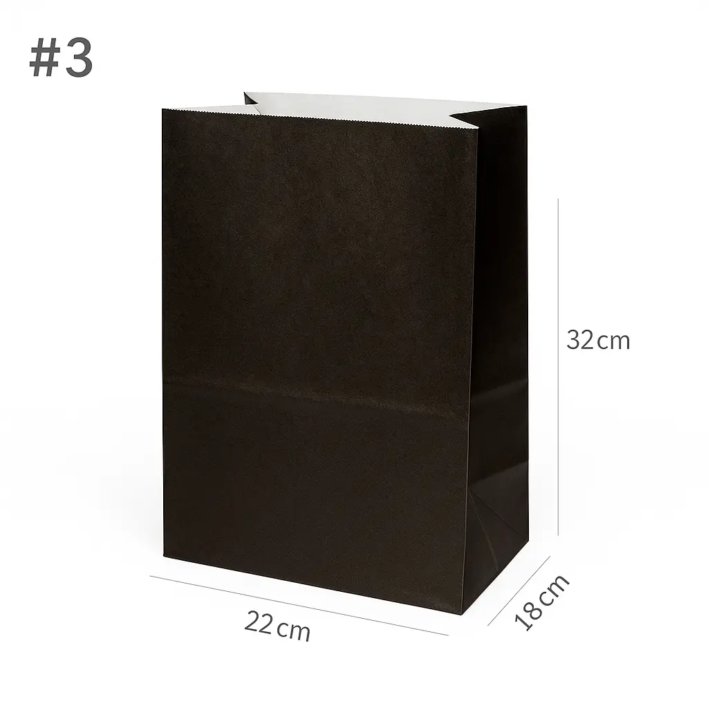 [new307] Black - #3 White Paper No Handle Bag 200/ctn