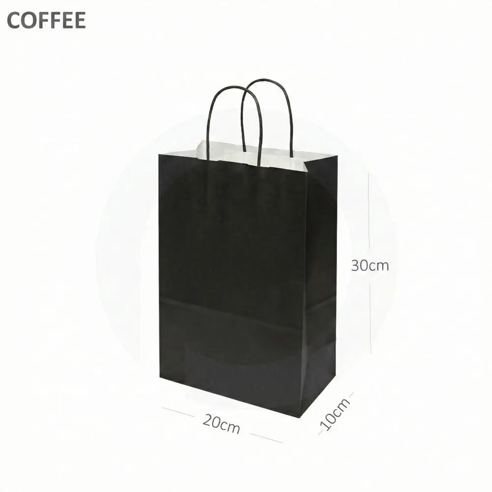 [new315] Black - #2 White Paper Twisted Handle Bag 200/ctn