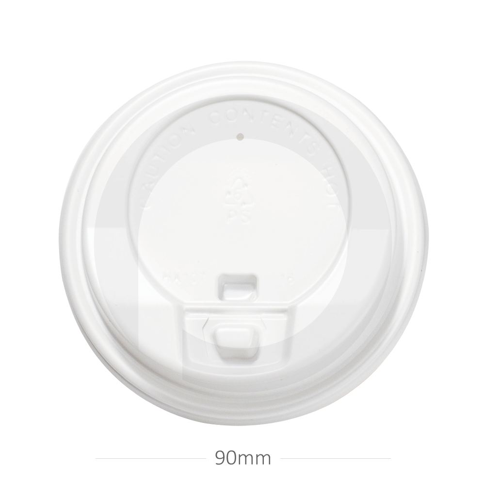 [076017] 90mm PS Plastic White with Cap Lid 1000/ctn