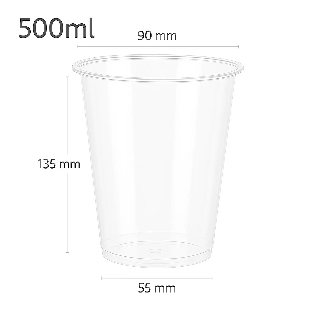 [076038] 500ml-90 Clear PP Plastic Cup 500/ctn