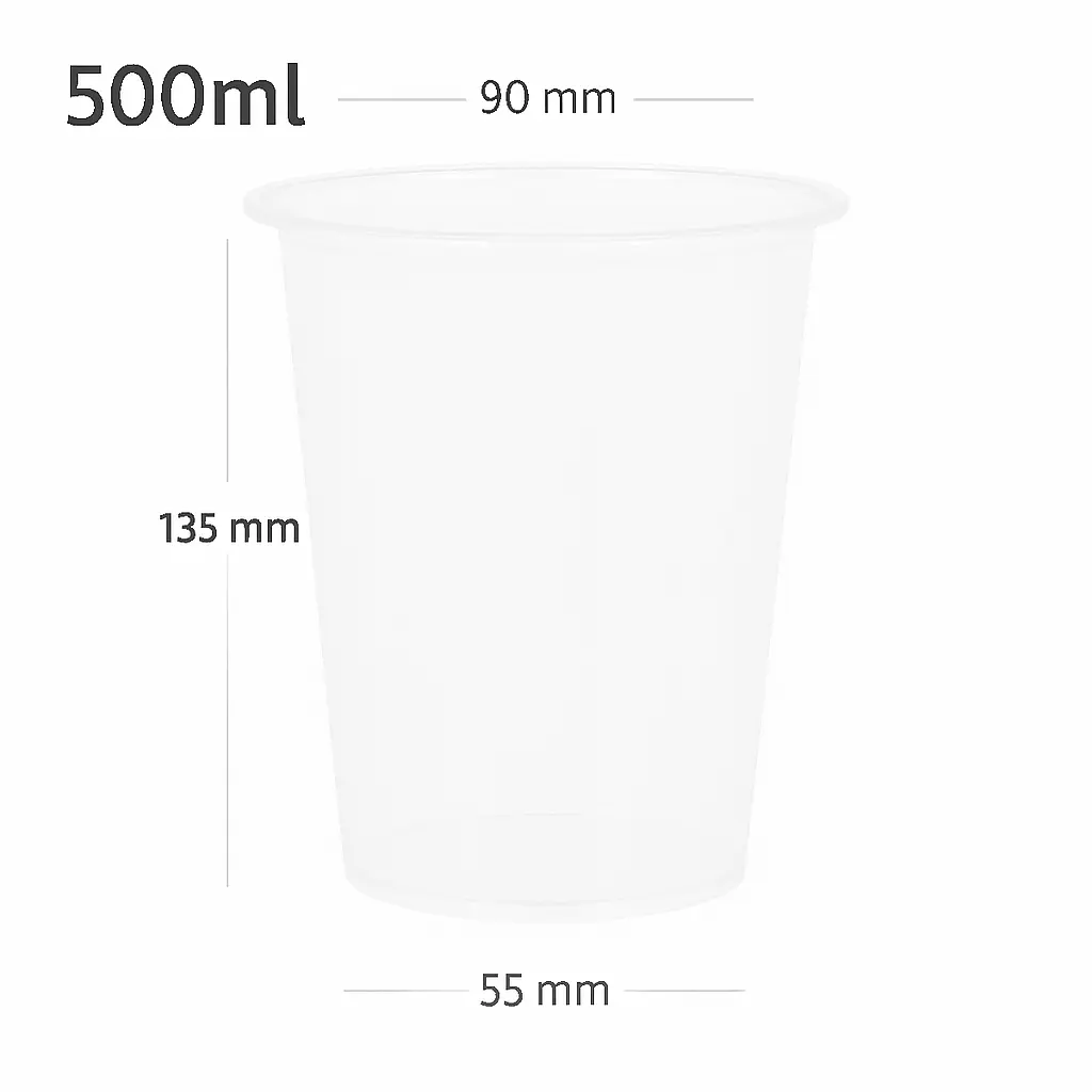 [076038] 500ml/90mm PP Plastic Cup 500/ctn
