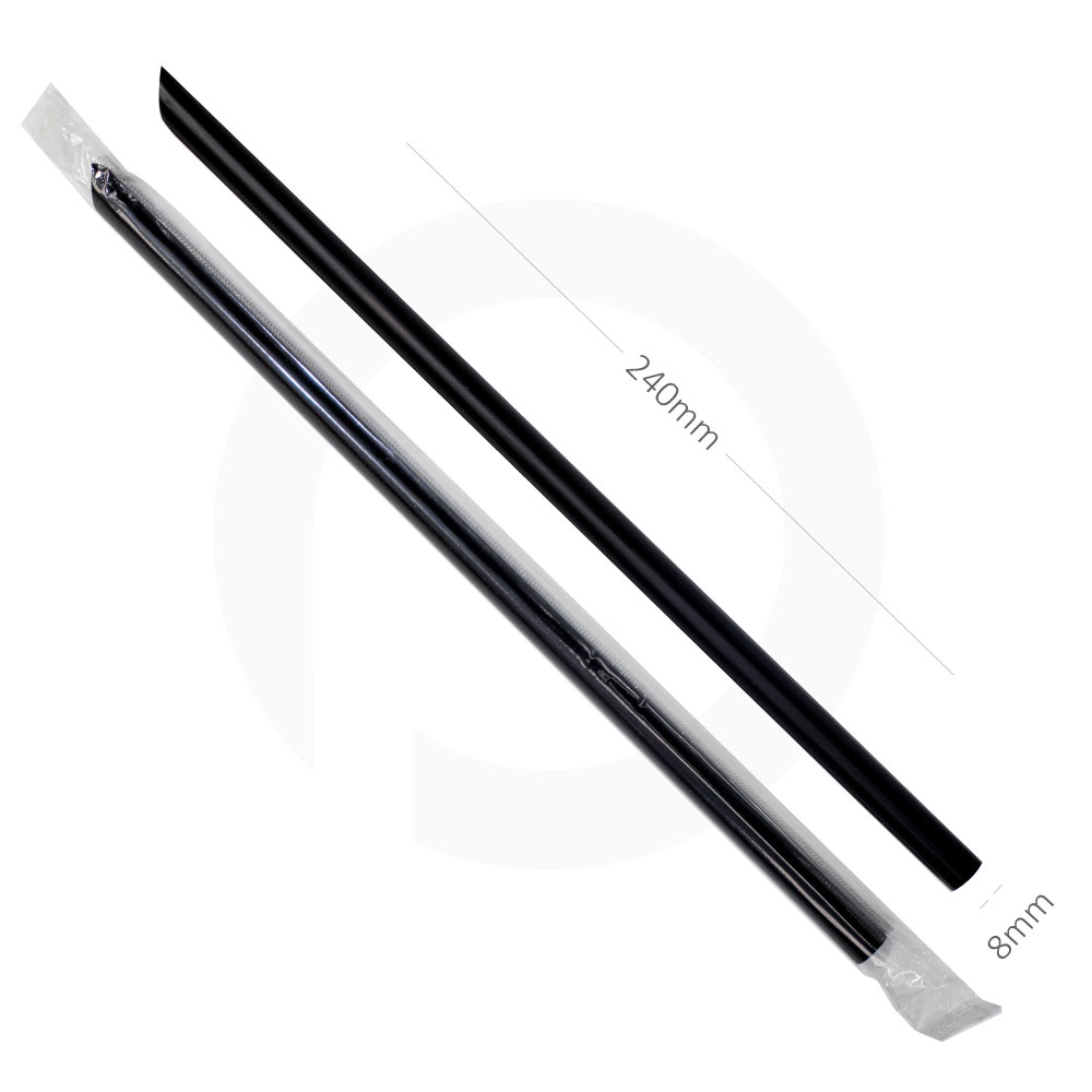 [076045] 8x240mm Black Spike Straw Film Wrap 4000/Ctn